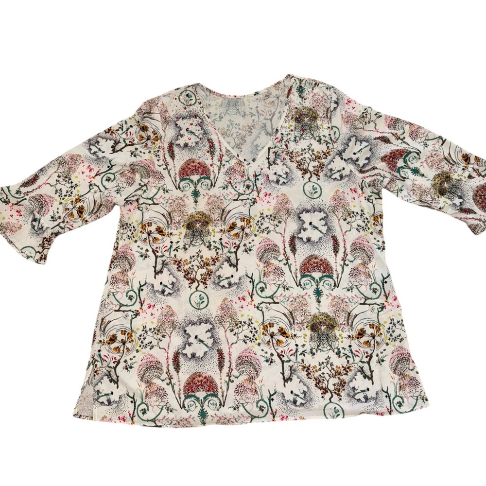 Princess Cruise Floral Patterned V-Neck Blouse